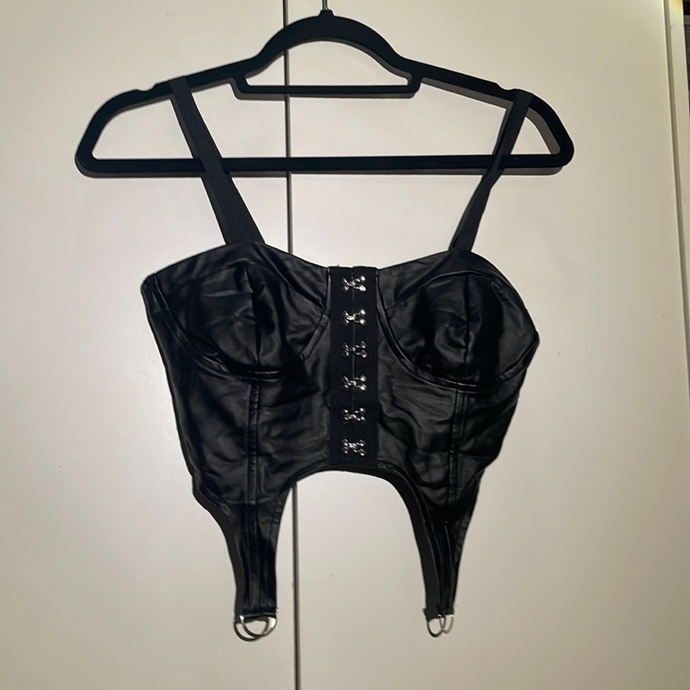 Leather cami top